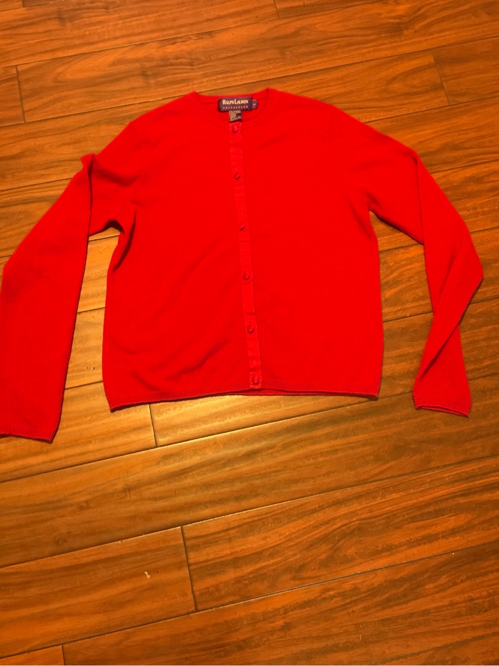 Purple label Ralph Lauren Red Button-Front Women's Cardigan 100% cashmere - Picture 5 of 14